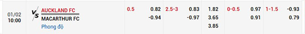 Tỷ lệ Auckland vs Macarthur